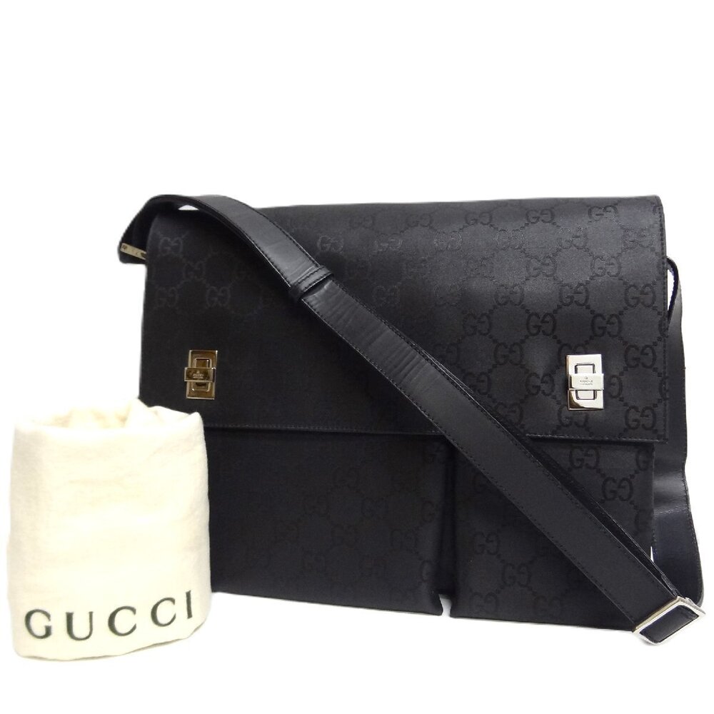 GUCCI GG shoulder bag leather black messenger crossbody